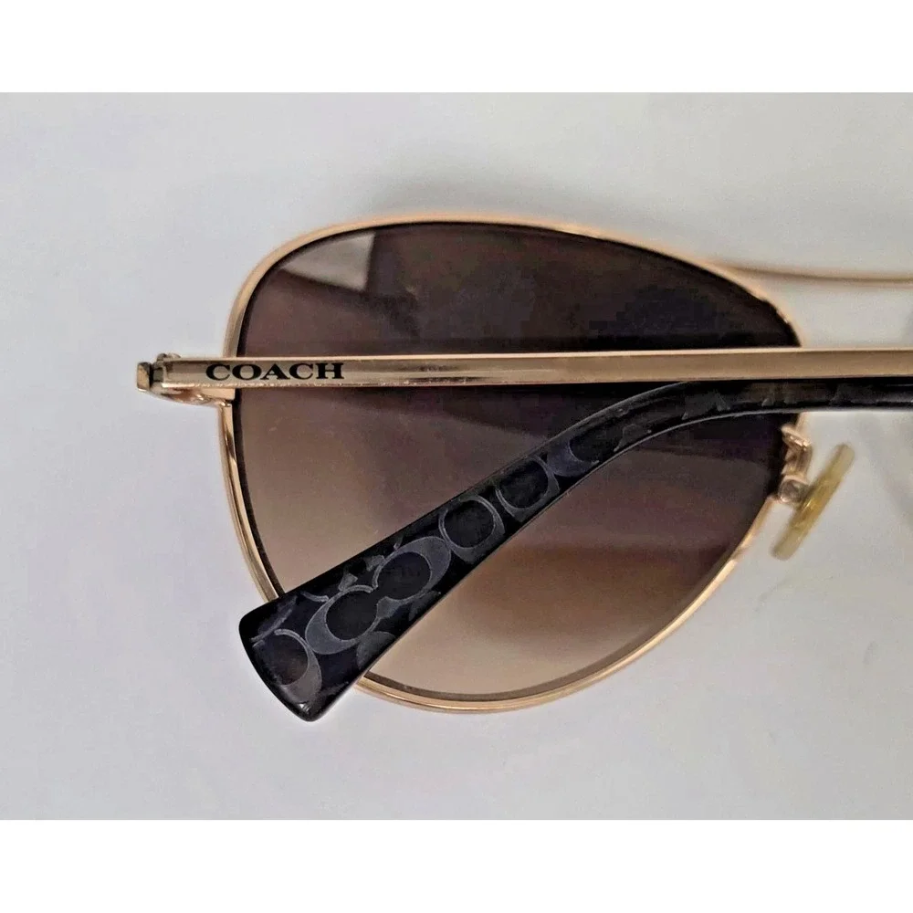 Coach Gold Aviator Sunglasses HC 7028 (L915) Jaclyn 9099/13 Clamshell Case